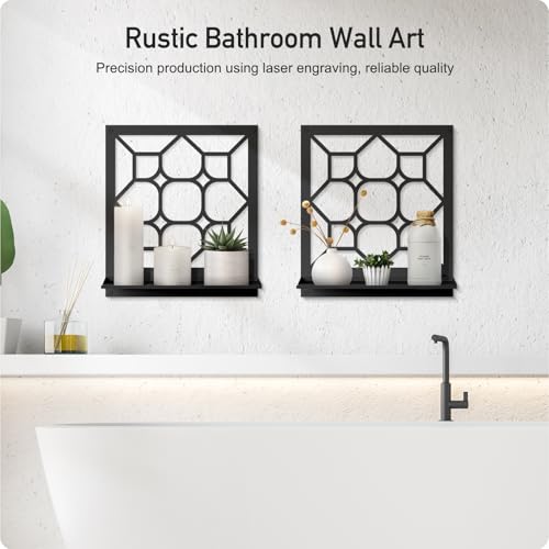 Classical Candle Wall Sconce, Black Bathroom Wall Decor, Farmhouse Wall Art for Living Room Bedroom Bathroom (2 Pack 11.8 x 13 in) - color: Black- Art