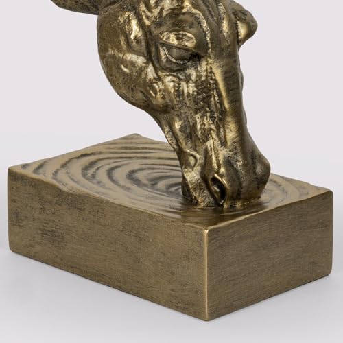 Book Ends for Shelves, Horse Decorative Bookends for Heavy Books, Heavy Duty Book Ends with Anti-Slip Base Book Stopper for Shelves Books Home Office Decor (Gold) - color: Gold