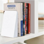 Modern White Wood Bookends - Decorative Book Stoppers for Bookshelves, Office & Home Decor - Sturdy Wooden Book Organizer (Set of 2)