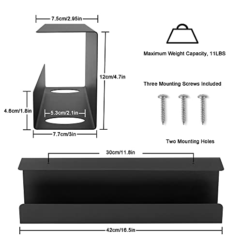 ZhiYo 16.5 Inch Sturdy Under Desk Cable Management Tray, Metal Cable Tray Under Desk, Black Table Management Basket, Wire Hider 1 Pack - size: 16.5in L - Screw-In