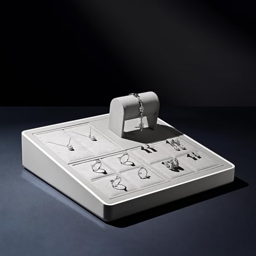 Oirlv Microfiber 9 Slots Jewelry Ring Display Tray Travel-Friendly Modular Jewelry Tray - style: P13505