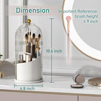 GAXmi Makeup Brush Holder with Lid Cosmetic Tools Organizer 360 Rotating Waterproof Dustproof Beauty Brushes Storage for Vanity, Transparent - color: Transparent