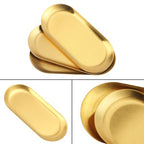 15 Pack 7 Inch Oval Stainless Steel Decorative Tray, Stainless Steel Tea Fruit Tray, 7 inch Gold Oval Trays for Bathroom Vanity, Jewelry, Perfume & Key Organizer (Gold) - size: 15 Pack 7 Inch