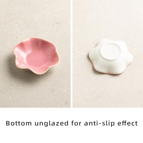 Ceramic Trinket Dish for Jewelry, Lotus Leaf Shape Small Ring Dish Tray, Jewelry Dish Organizer for Necklace Earrings, Home Decor Gift for Mom Best Friend Sister (Pink) - color: Pink