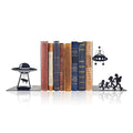 Alien Decor UFO Decor - Unique Bookends for Kids and Adults - Decorative Bookends for Shelves - Black Modern Bookends for Avid Readers - Fun Stylish Alien Gifts