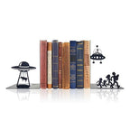 Alien Decor UFO Decor - Unique Bookends for Kids and Adults - Decorative Bookends for Shelves - Black Modern Bookends for Avid Readers - Fun Stylish Alien Gifts