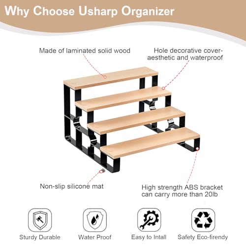 Cologne Organizer for Men,Bathroom Countertop Organizer,4 Tier Makeup Organizers for Bathroom Decor,Spice Rack for Kitchen,Perfume Stand,Display Shelf (Brown,Width=11.2") - color: Brown, size: 4 Tiers-width=11.2"