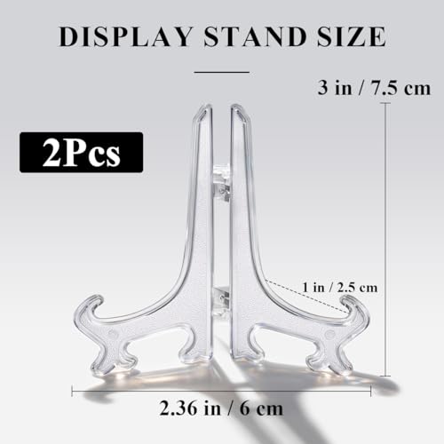2pcs Small Clear Acrylic Plate Stands for Display 3 Inch Acrylic Easel Stand for Photos Cards Art Display Miniature Painting Tabletop Picture Frame Holder for Wedding DIY Crafts - color: Clear, size: 3inch