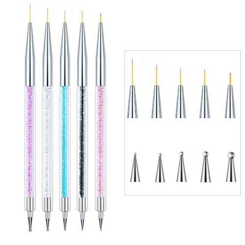 Nail Art Brushes 9Pcs Kit - Painting, Liner, Dotting Tools for Salon - color: b-9pcs