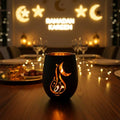 Black and Gold Ramadan Decorations for Home, Artistic Calligraphy Glass Tealight Candle Holder, 4.72" Eid Mubarak Table Decor, Luxury Islamic Votive Gift for Ramadan Kareem, Iftar Centerpiece