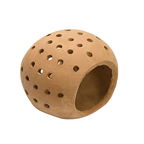 Creative Co-Op Handmade Terracotta Candle Holder with Cutouts - size: 6"L x 5"W x 5"H