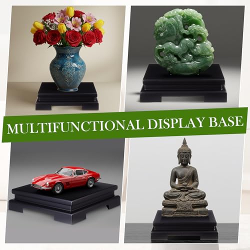 Chunful 2 Pcs Square Wooden Display Stand 6.7 x 6.7 x 2 Inch Wood Vase Display Base Black Pedestal Stand Square Vase Riser for Vases Teapot Trophy Collectibles Aquarium Lamp Home Decoration - size: 6.7 x 6.7 x 2 Inch