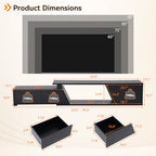 Verano Garden Extendable TV Stand with Led Lights, Wood TV Media Console with 2 Drawers & 1 Cabinet, Modern Entertainment Center Up to 90 Inch TV for Living Room Bedroom, 63" - 90.6" (Black) - color: Black