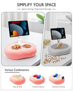Tablet Pillow Stand, Compatible with 4.7"-12.9" Kindle, iPad, Phone/Tablet, Google, 360° Rotating Phone Holder for Bed, Detachable Bowl, Reading and Relaxation on Bed, Pink, Small (Velvet Pillow) - color: Pink