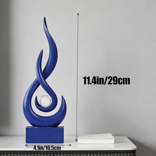 Modern Abstract Art Table Decoration,Resin Flame Statue Modern Centerpiece Ornaments for Living Room Great Gift Idea Home Decor,Collectibles (Pure Blue) - color: Pure Blue