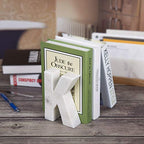 Creative Home Natural Marble Stone Letter K Bookends Paper Weight Office Shelf Organizer Table Top Decorative Piece, 4" W x 5.9" H, 1.5" D, Off-White