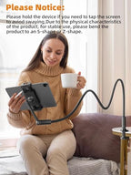 SAIJI 47" Gooseneck Kindle Holder, Tablet Holder for Bed with Upgraded Base, iPad Stand with Flexible Lazy Arm, Compatible with iPad mini Pro Air, Kindle, Galaxy or Other 4.7-11" Device (Black) - color: Black