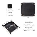 SANQIANWAN PU Leather Arc Edge Jewelry Valet Tray for Man and Women, Portable Mini Entryway Table Tray Bedside Nightstand Desk Tray Small Travel Dish Plate for Key,Wallet,Watch,Coin (Black) - color: Black