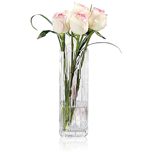 Modern Minimalist Glass Square Vase, Crystal Glass Vase, White - color: White
