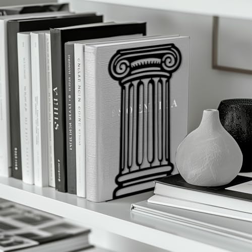 Peacoblue Metal Bookends for Shelves, Modern Decorative Heavy Duty Study Book Ends Stoppers for Office, Desk, Shelf, Room 5.3"x4.3"x7.9" Cast Iron Simple Tall Bookends 1 Pair (Roman Columns) - style: Roman Columns