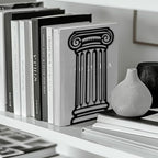 Peacoblue Metal Bookends for Shelves, Modern Decorative Heavy Duty Study Book Ends Stoppers for Office, Desk, Shelf, Room 5.3"x4.3"x7.9" Cast Iron Simple Tall Bookends 1 Pair (Roman Columns) - style: Roman Columns