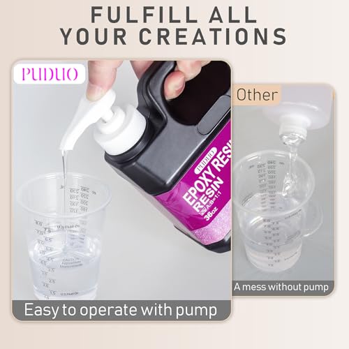 Puduo Epoxy Resin Kit 72OZ，Newly Formulated Crystal Clear Epoxy Resin，Strong, Bubble-Free, Anti-Yellowing Art Resin That，Suitable for Casting, DIY, Molds, Jewelry, Easy to Mix 1:1 Ratio (Pack of 2) - size: 72OZ (Pack of 2)