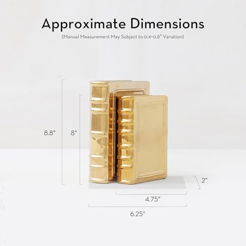 Z Gallerie Ceramic Book Set, Pair of Books Sculptures Elegant Shelf & Table Decor for Living Room, Bedroom & Office, Gold - color: Glod
