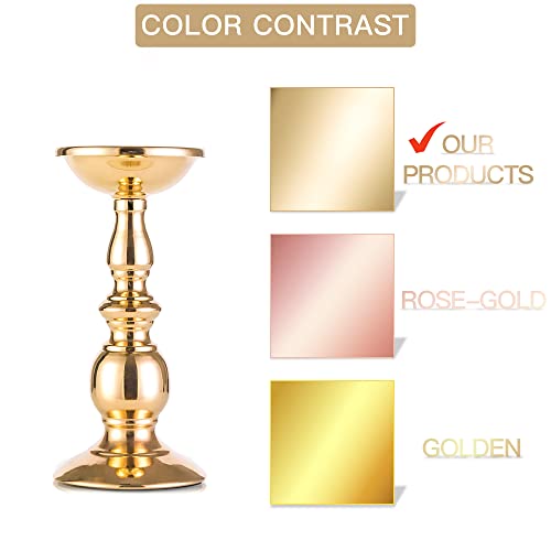 Nuptio Pillar Candle Holders, Wedding Centerpieces Metal Candle Holder Candles Stand Decoration Ideal for Weddings Special Events Parties Living Room (10 x S, Gold) - size: 10 x S