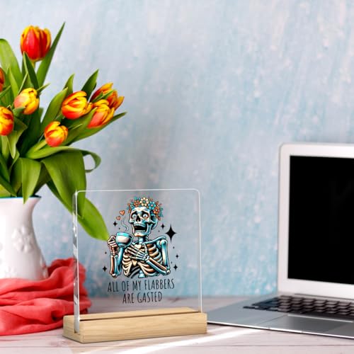 Skull Funny Office Decor Funny Desk Decor Coworker Gifts All Of My Flabbers Are Gasted Retractable Open Acrylic Humor Gift for Women Men Boss Coworker Home Office Decorations - color: All Of My Flabbers Are Gasted Retractable