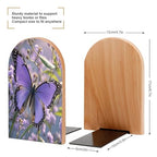 Beautiful Purple Butterfly Art Bookend for Shelves,Muso Wood Book End,Non-Skid Book Holder Support for CD, Video File, Video Games,Decorative Books Stopper for Home, 6.7 X 3.9 X 4.7”
