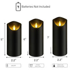 kakoya Flickering Flameless Candles, Battery Operated Plastic LED Pillar Candles with Remote Control and Timer, Set of 9 (Black) - color: Black