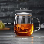 DOPUDO Glass Teacups 2 Pack Glass Tea Cup with Infuser and Lid, 17.6oz/520ml Large Borosilicate Teacup,Tea Clear Mug Cup for Loose Leaf Blooming Tea, Microwave & Dishwasher Safe. - size: 2 Count (Pack of 1)