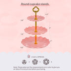 Pack of 10 NWK Cake Stand Set, with 3 x Two-Tier and 3 x Three-Tier Cupcake Stands, 4 x Appetizer Trays, 1 x Tablecloth for Birthday Bridal Baby Shower Party (Pink) - color: Pink