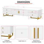 Modern TV Stand with Drawers for TVs up to 75'', Media Console Storage Cabinet Entertainment Center Furniture for Living Room Bedroom, Gold Metal Legs, 70.9-Inch, White - color: White