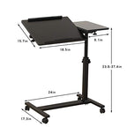 TigerDad Over Bed Table with Wheels Adjustable | Rolling Laptop Table Overbed Desk Hospital Tray Table Sofa Chair Side Table (Black) - color: Black