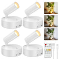 Kimjo Spot Lights Indoor, 4000mAh Rechargeable Plant Spotlight Indoor with Remote, Battery Operated Picture Lights with Timer Dimmable, Uplighting for Wall Art Display (4 Pack) - color: White-2