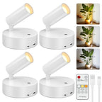 Kimjo Spot Lights Indoor, 4000mAh Rechargeable Plant Spotlight Indoor with Remote, Battery Operated Picture Lights with Timer Dimmable, Uplighting for Wall Art Display (4 Pack) - color: White-2
