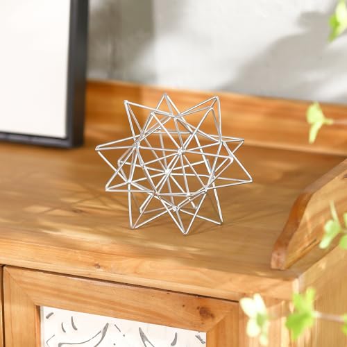 Metal Geometric Table Top Decor, 3D Sliver Spheres Decorative Accents Balls, Iron Abstract Sculpture Objects for Home Decor, Coffee Table Top Decorations for Home Office Living Room Bedroom Decor - color: Sliver