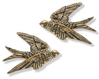 AMOIENSIS Bird Wall Sculpture Art, (Set of 2) 4¾ inch Resin Antique Gold Bird 3D Sculpted Floating Hanging Wall Sculpture Decoration - color: Antique Gold