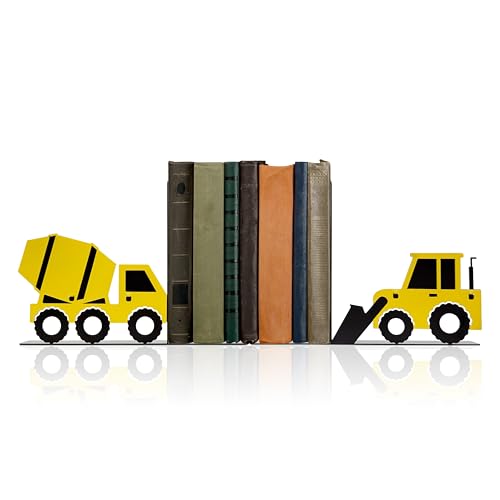 Construction Truck Decorative Bookends for Boys Room - Durable and Cute Design, Perfect for Nursery and Kids' Book Ends,Teen Boy Room Decor（Bulldozer） - color: Yellow Bulldozer