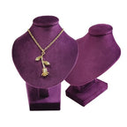 Mini Pendant Display Bust Velvet Jewelry Bust Stand Pendant Holder Velvet Mannequin Necklace Stand Wooden Portrait Model 12cm (Purple) - color: Purple