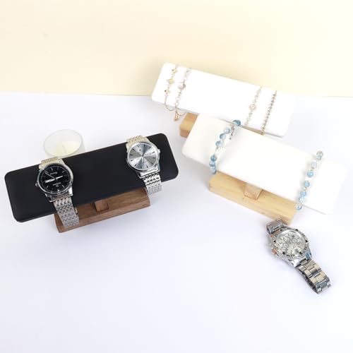 Bracelet Display Tower Watch Holder Jewelry Holder Organizer Rack Wooden Base Watch Display Bangle Scrunchie Headband Headtie Stand Exterior Black PU - color: Flat PU Black