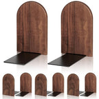 Book Ends Bulk, 4Pairs Walnut Heavy Duty Bookends, Holds Heavy Books, Non-Skid, Perfect for Office Desk - color: Arch Blackwalnut, size: 4Pair