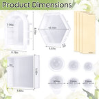 Potchen 3 Pcs Large Silicone Molds for Resin Activity Hexagon Glossy Deep Square Molds with 3 Pcs Round Epoxy Resin Patterns for Flowers Preservation DIY Making (Arch Style) - style: Arch Style