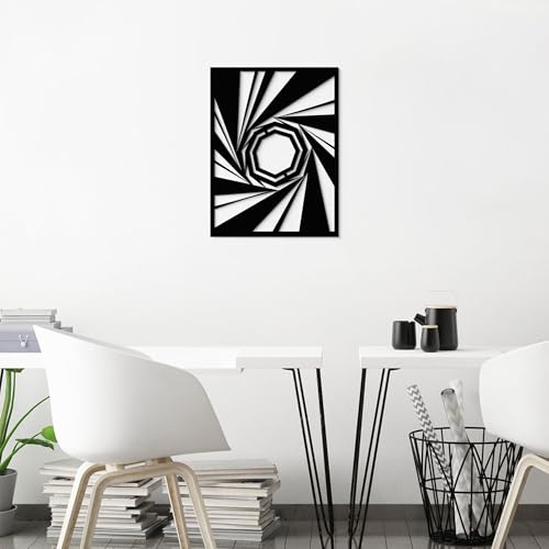 GlintHome Black Metal Wall Art - Minimalist 3D Textured Vortex Abstract Sculptures Wall Art for Office Living Room Garden Bedroom Bathroom Home Decor - color: Black-012, size: Small