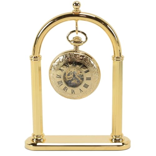 Pocket Watch Display Stand Full Arch Gold Plated Metal Holder for Pocket Watches, Antique Clocks, & Collectibles -Brass-Gold Plated ( Watch Not Included )
