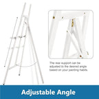 A - Frame Wooden Display Easel - Adjustable Lyre Beechwood Studio Easel Stand Holding Canvas Up to 90", Inclinable Artist Floor Painting Easel for Artwork Painting, White - color: White