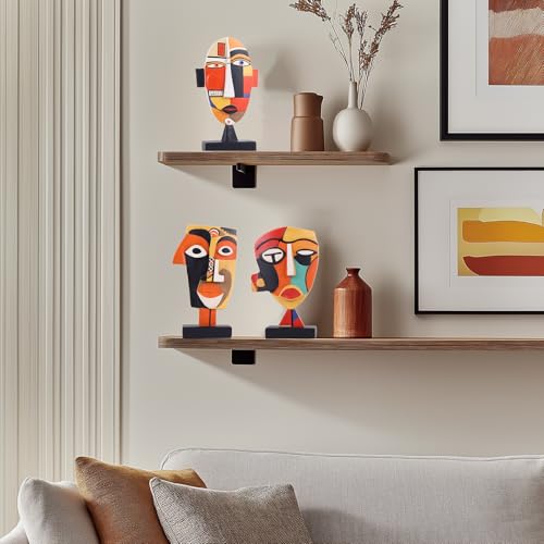 9.8“ Resin Abstract Coffee Table Sculptures, Handcrafted 3 PCS African Art Tribal Figurines Weird Art Decor, Modern Design African Statues for Home, Office, Living Room, Bookshelf, Cabinets Accent - size: Large