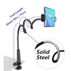 Tablet Stand Holder, Mount Holder Clip with Grip Flexible Long Arm Gooseneck Compatible with ipad iPhone/Nintendo Switch/Samsung Galaxy Tabs/Amazon Kindle Fire HD - Black - color: Black