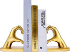 1Pair/2Piece Gold Heart Hands Book Ends, Non-Slip Heavy Duty Bookends for Shelves, Unique Sculptural Book Stopper for Home Bedroom, Living Room & Office Desk Decor